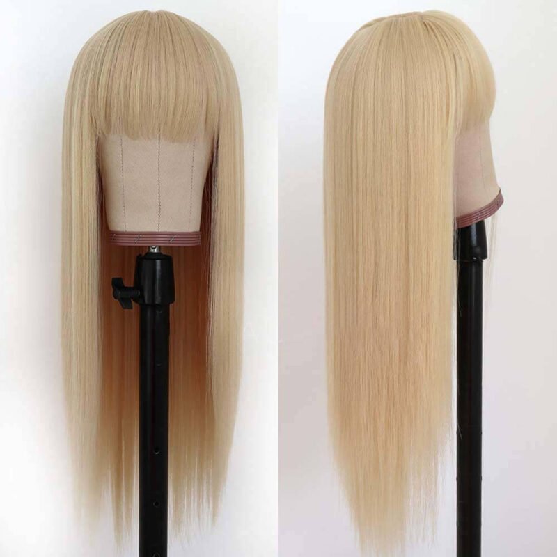 16 24 inch long 613 blonde lace front wig with bangs