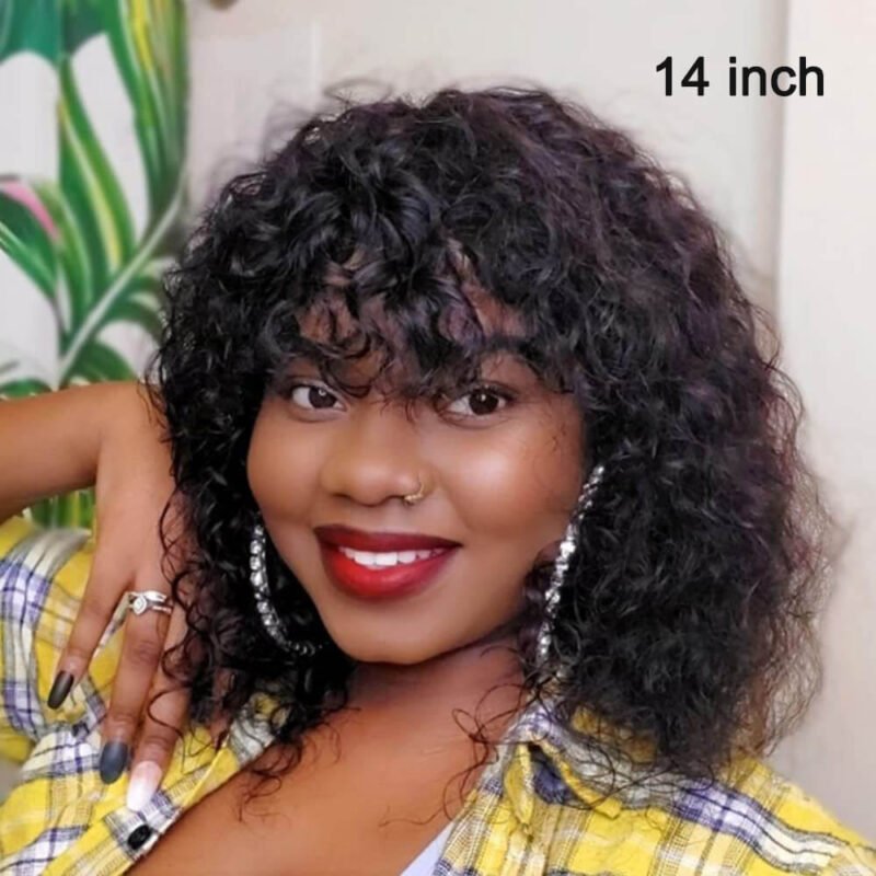 14 24 inch jerry curl lace front wigs with bangs