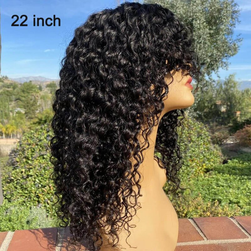14 24 inch jerry curl lace front wigs with bangs