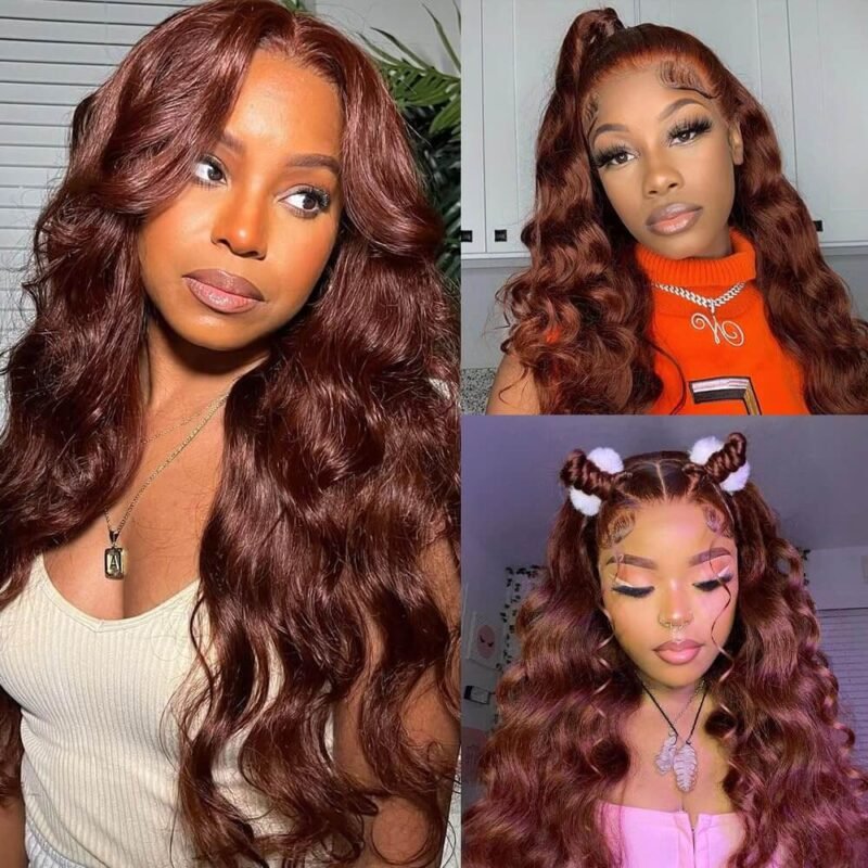 reddish brown #33 body wave lace front wigs