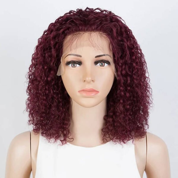 burgundy kinky curl human hair lace front wig