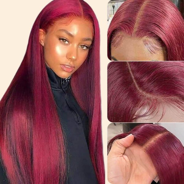 long straight burgundy human hair wigs